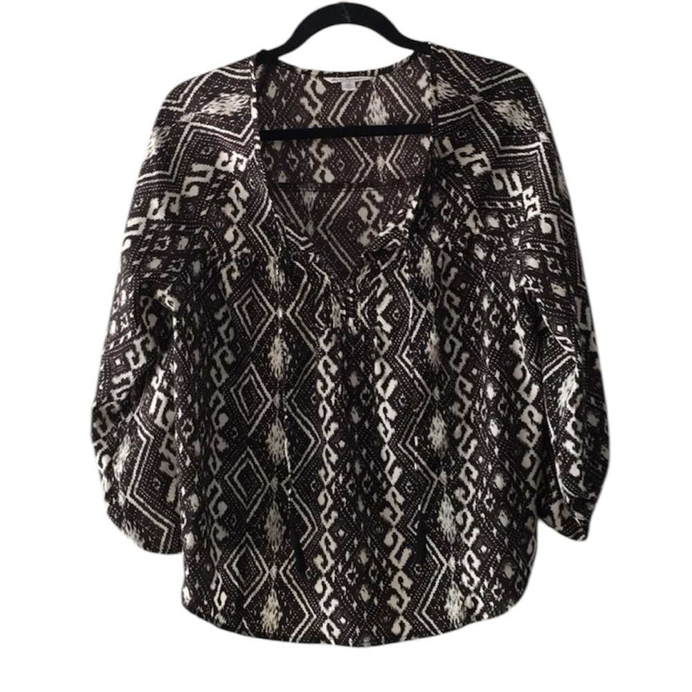 American Eagle boho style dark brown/cream top